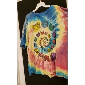 Trippy kitty tie-dye shirt men's 3XL